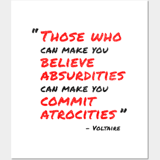 Voltaire Quote (Black/Red) Posters and Art